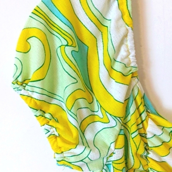 LIBERTY LOVE YELLOW RUCHED STRING TIE BALLOON SLEEVE CROP TOP SIZE JRS MED NWT - Picture 4 of 6